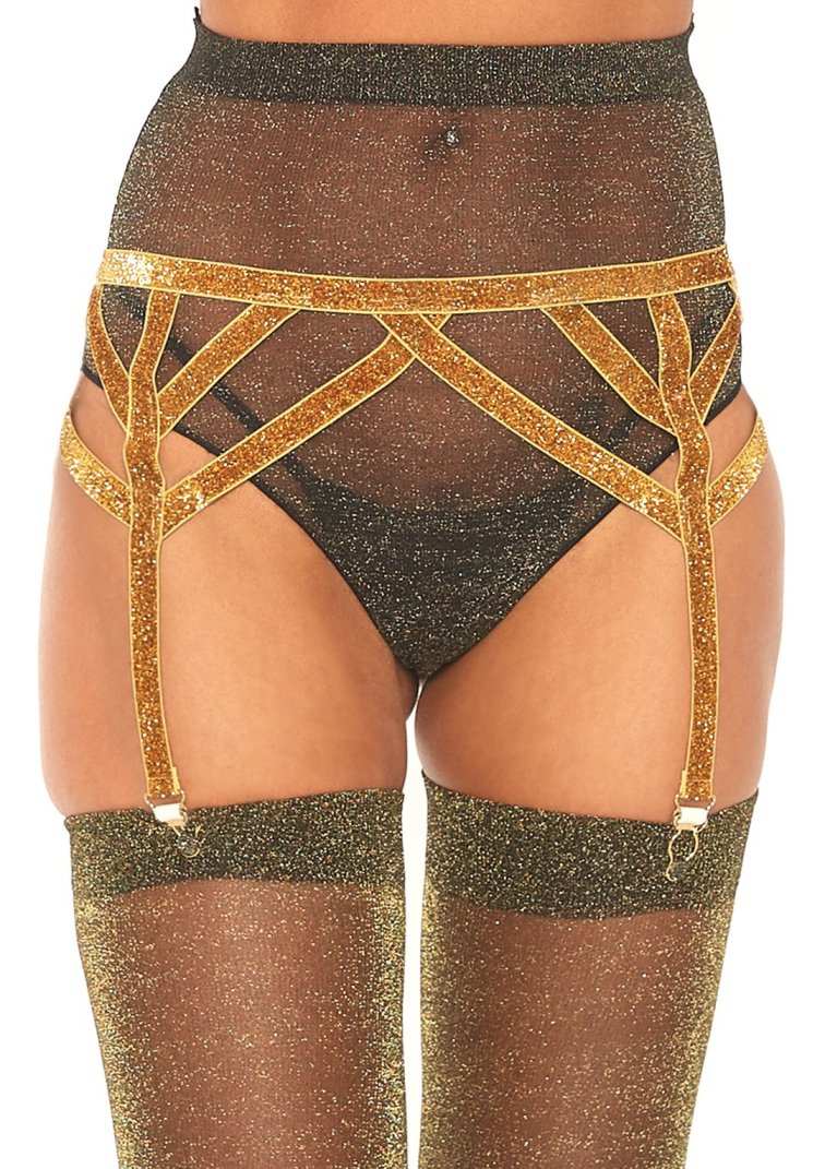 Leg Avenue - Shimmer Lurex Elastic Garter Belt - Gold photo