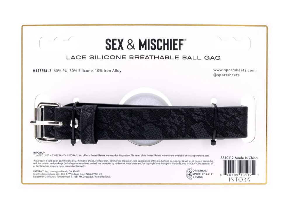 Sex&Mischief - Lace Breathable Ball Gag - White photo-10