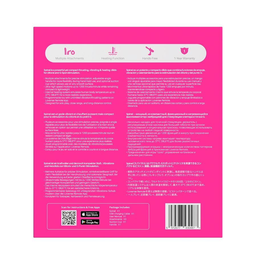 Designed to deliver targeted internal and external stimu... Lovense - Spinel APP Thrusting & Heating Dildo - Blue & Pink photo-22