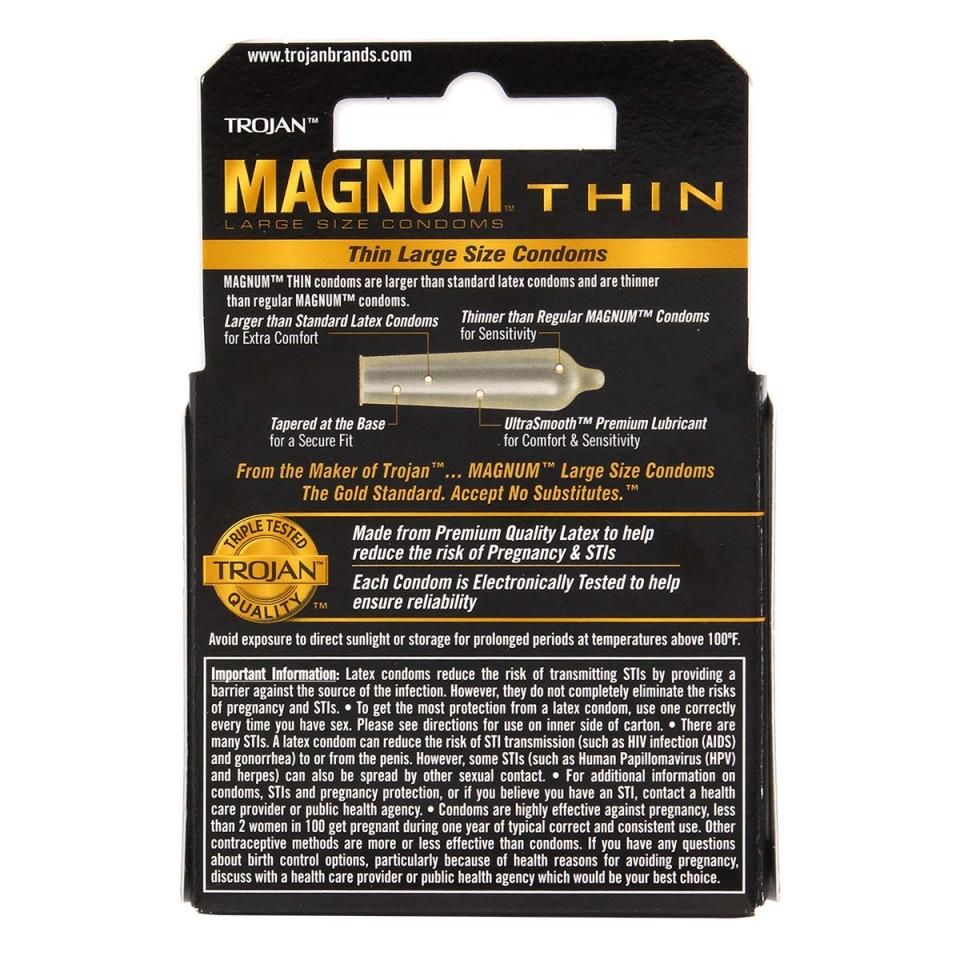 Magnum™ Thin Lubricated Condoms are larger than standard con... Trojan - Magnum Thin 62/55mm 3's Pack photo-2