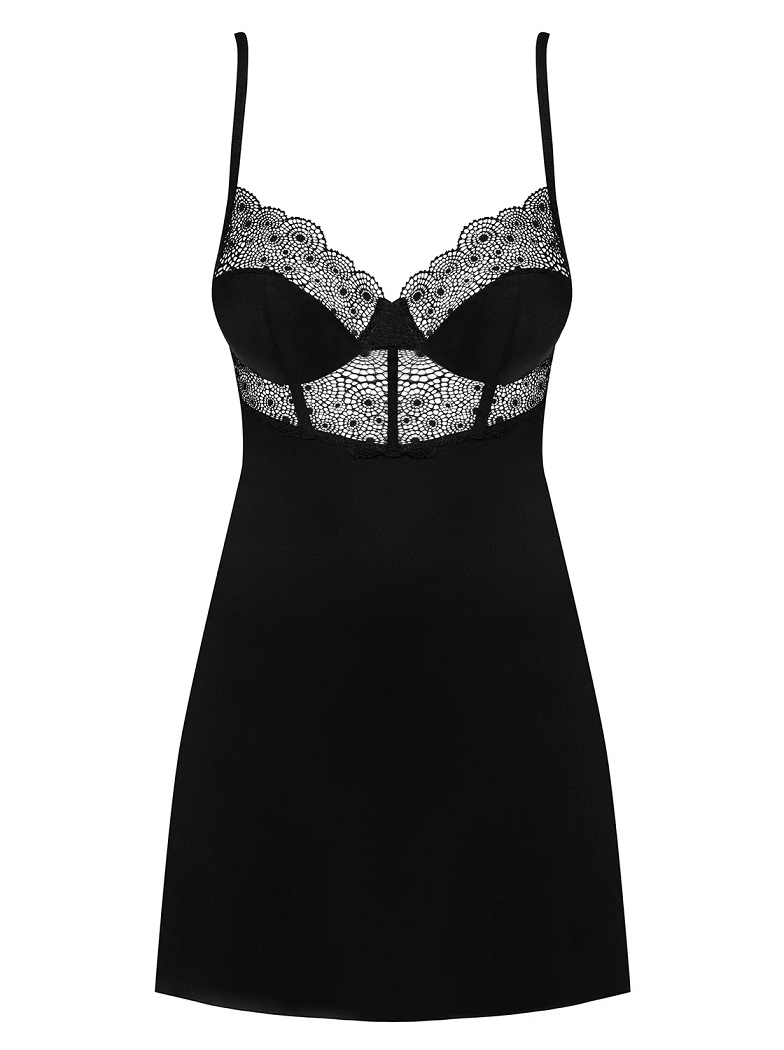 Imagine wearing something that makes you feel really sexy an... Obsessive - Sharlotte Chemise & Thong - Black - S/M photo-7