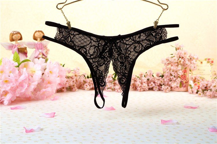 SB - 蕾丝开档内裤 T192 - 黑色 照片-8