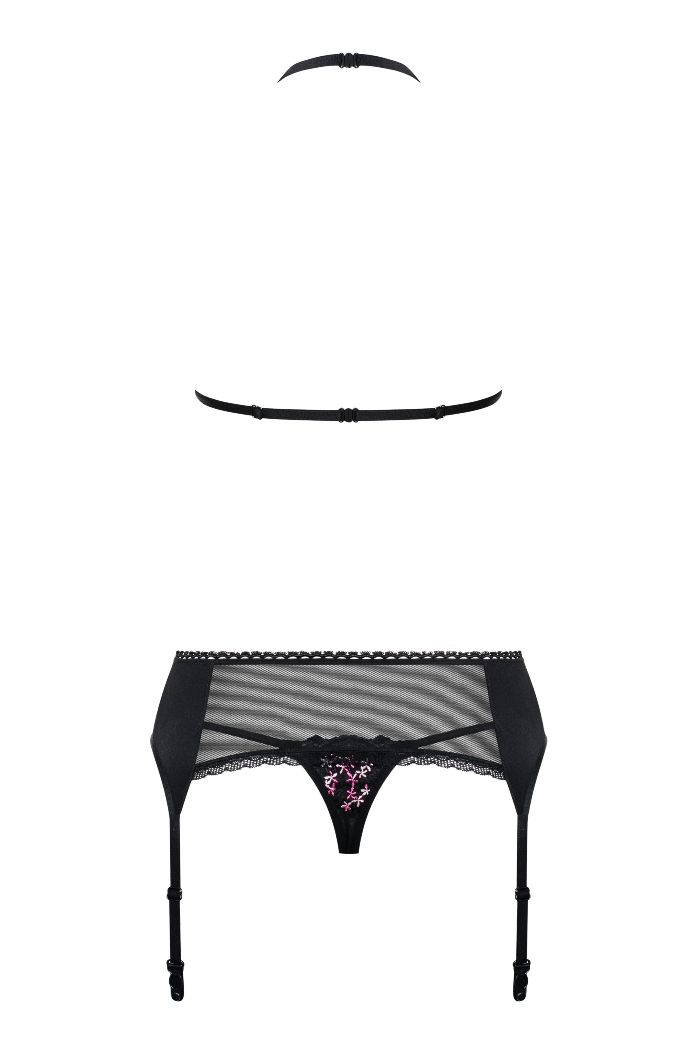 Three spicy pieces of lingerie and pleeenty of tiny and cute... Obsessive - Floweria Set 3pcs - Black - S/M photo-6