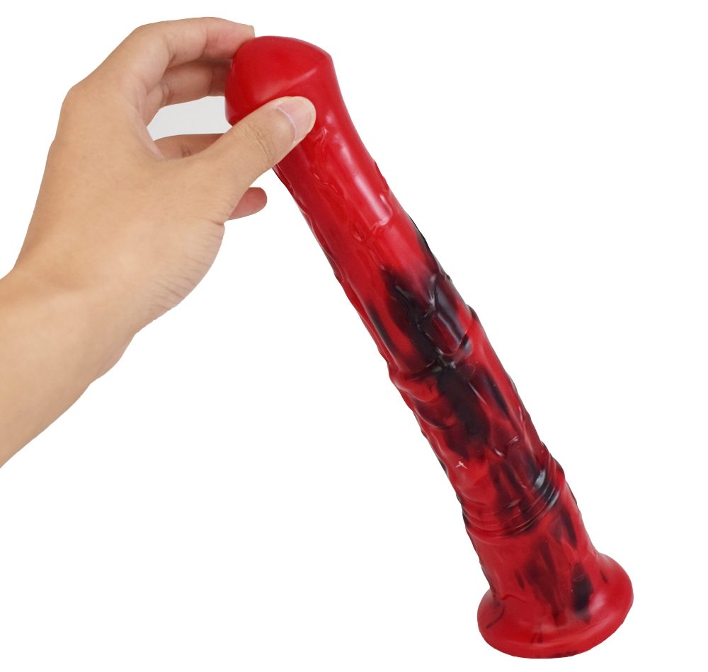 Silicone horse anal dildo, artificial realistic anal plug, s... FAAK - Horse Long Dildo - Red/Black photo-5