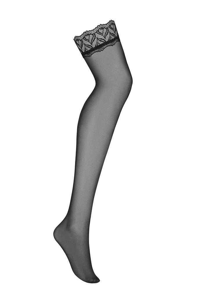 Do you like a pinch of delicate pleasure? Try this! Deep bla... Obsessive - Arisha Stockings - Black - S/M photo-6