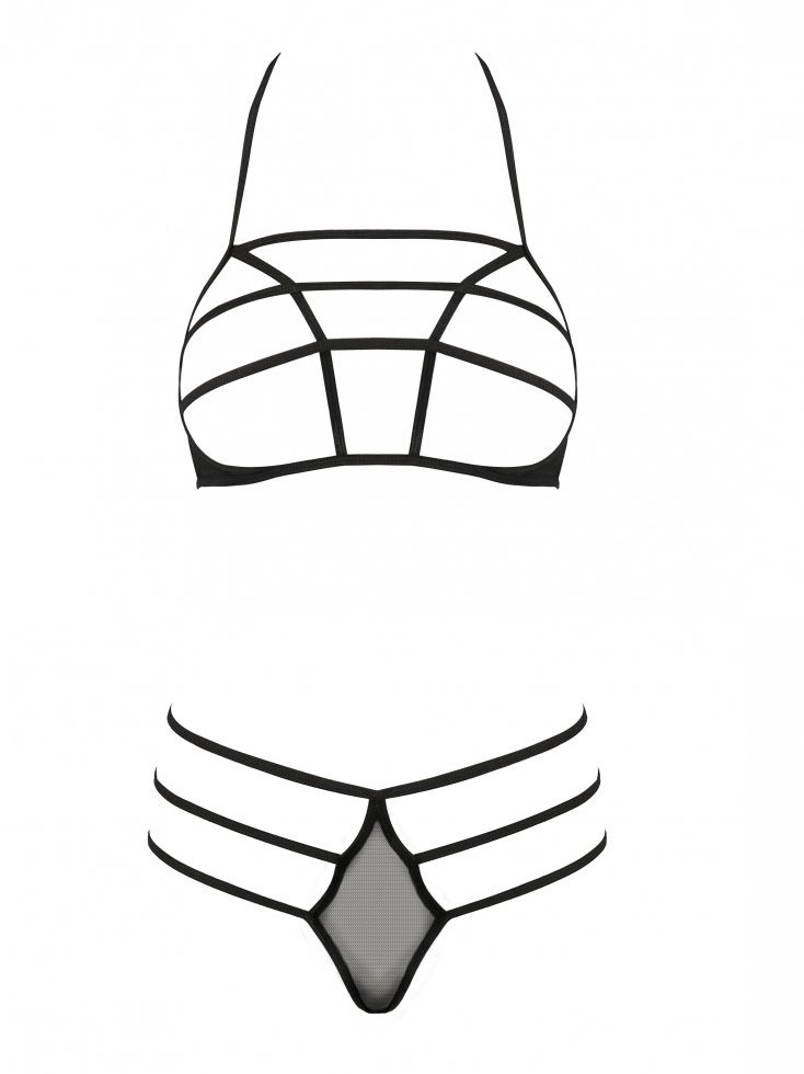 How to stimulate the senses to the limit? Lifting the elemen... Passion - Rita Set w Open Bra - Black - L/XL photo-5