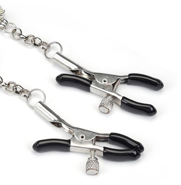 Adjustable crocodile clamps offer tailorable play for all ex... Liebe Seele - Glowing Nipple Clamps - Light Blue photo-3