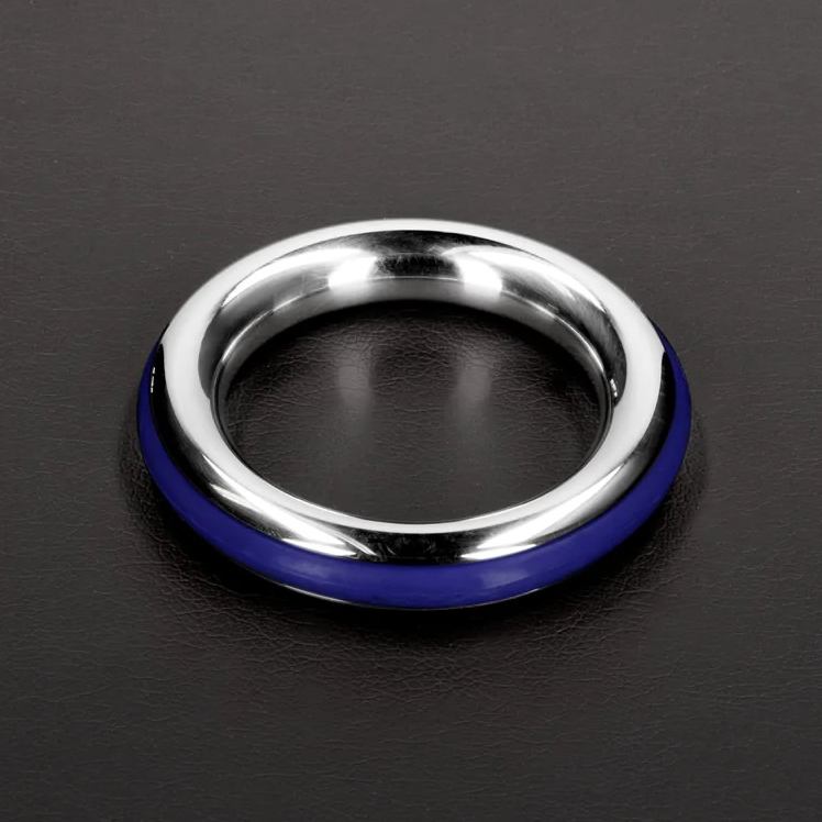 Made from stainless steel, this cockring is designed with co... Steel - Cazzo Tensions Metal Ring 45mm - Blue photo-2