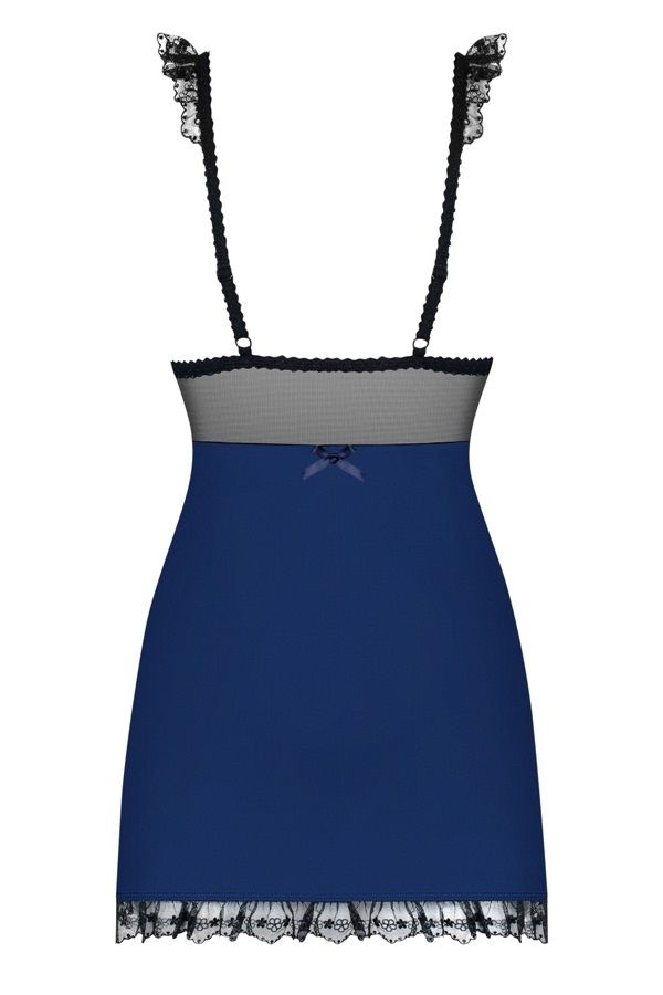 Something special is right here and it wants to be yours. Wh... Obsessive - 825-CHE-6 Chemise & Thong - Navy Blue - S/M photo-8