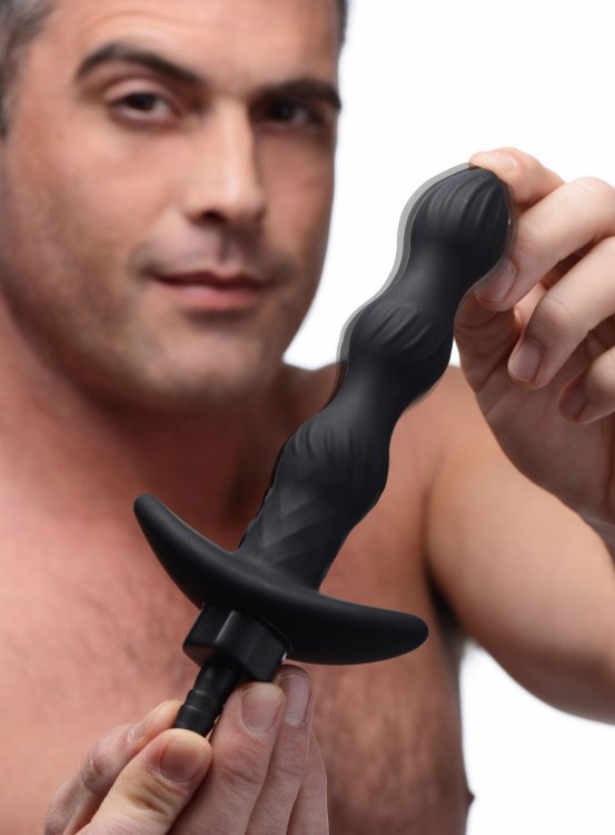 Enjoy textured vibrating bumps while you clean your pipes wi... CleanStream - Pleasure Flow 10X Vibro Enema Tip - Black photo-3