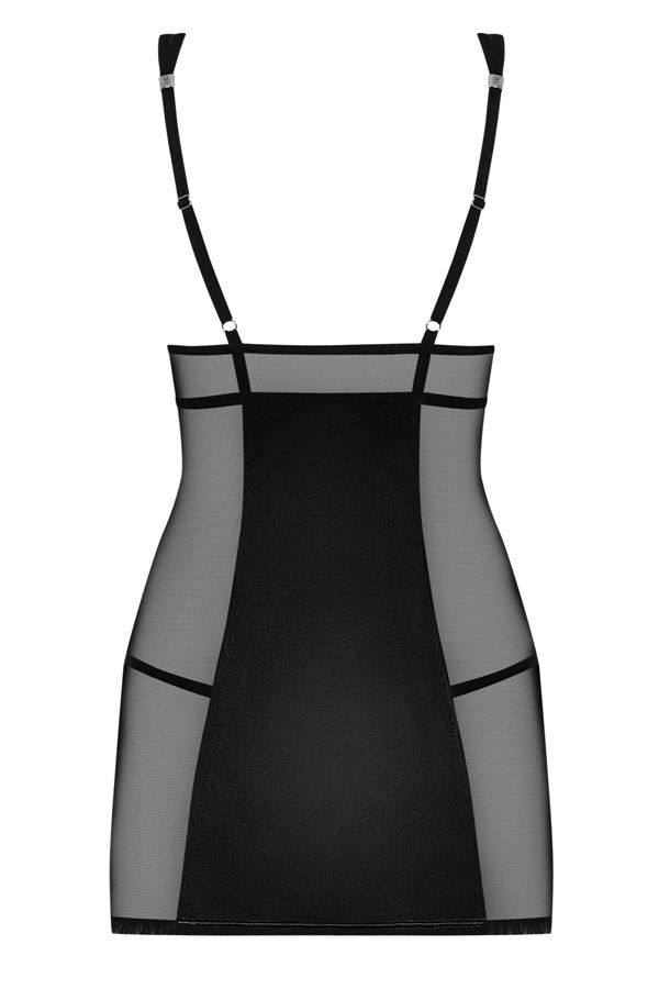 Naughty look in a sexy and elegant version? Here you are! Sh... Obsessive - 823-DRE-1 dress & thong - Black - S/M photo-8