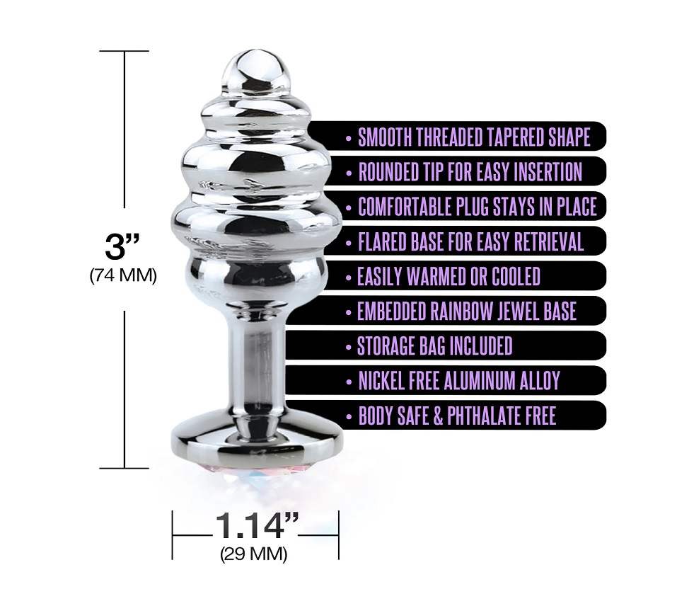 Add a little luxury to your rear with the Honey Dipper small... Nixie - Honey Ribbed Metal Butt Plug S - Rainbow photo-2