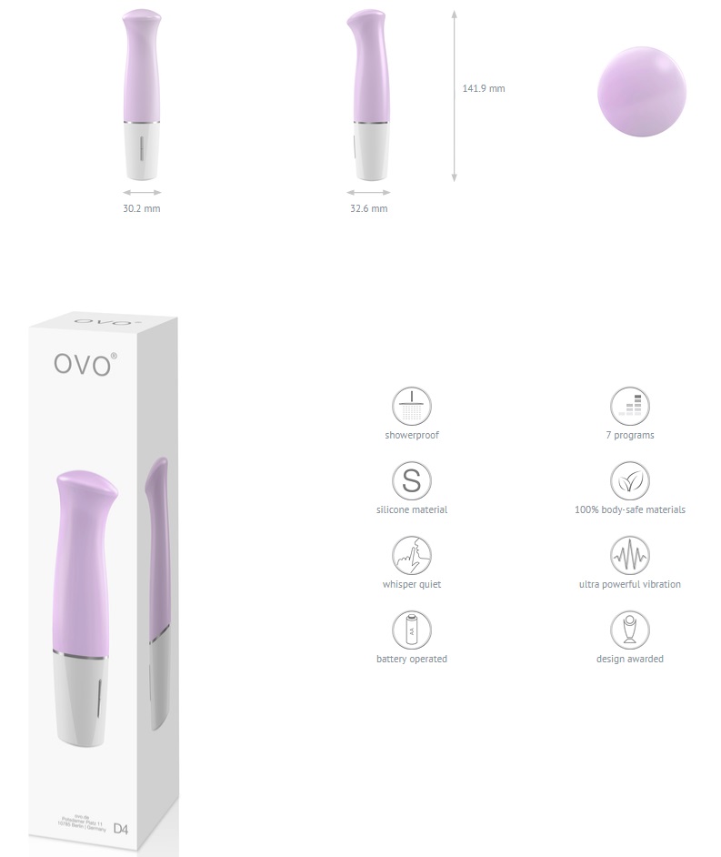 ovo D4 is made of 100% body safe silicone, with silky sm... Ovo - D4 Mini Vibe - Rose photo-4
