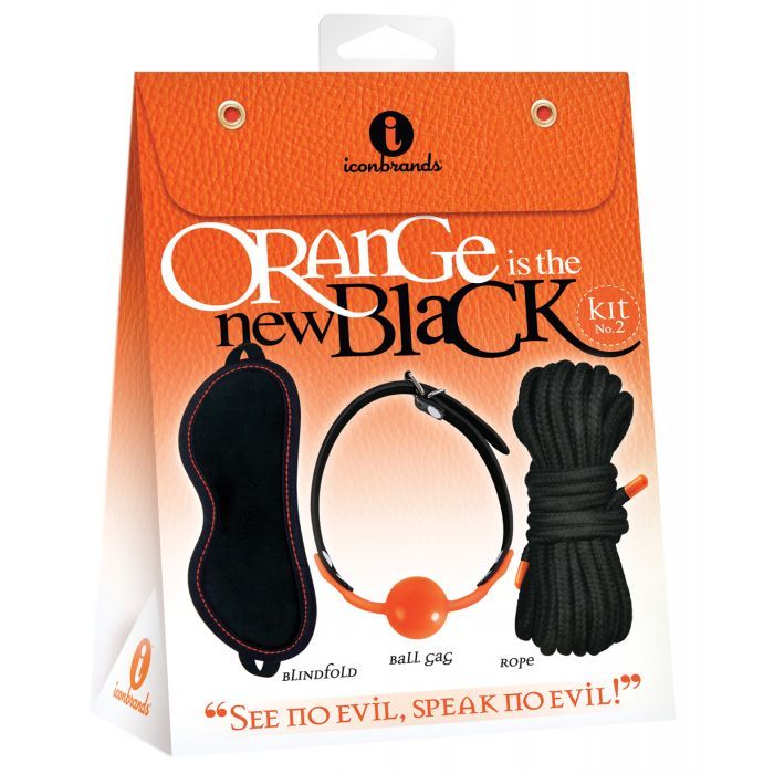 See no evil, speak no evil. Kit contains blindfold, ball gag... Icon Brands - Evil Bondage Kit #2 - Black photo-2