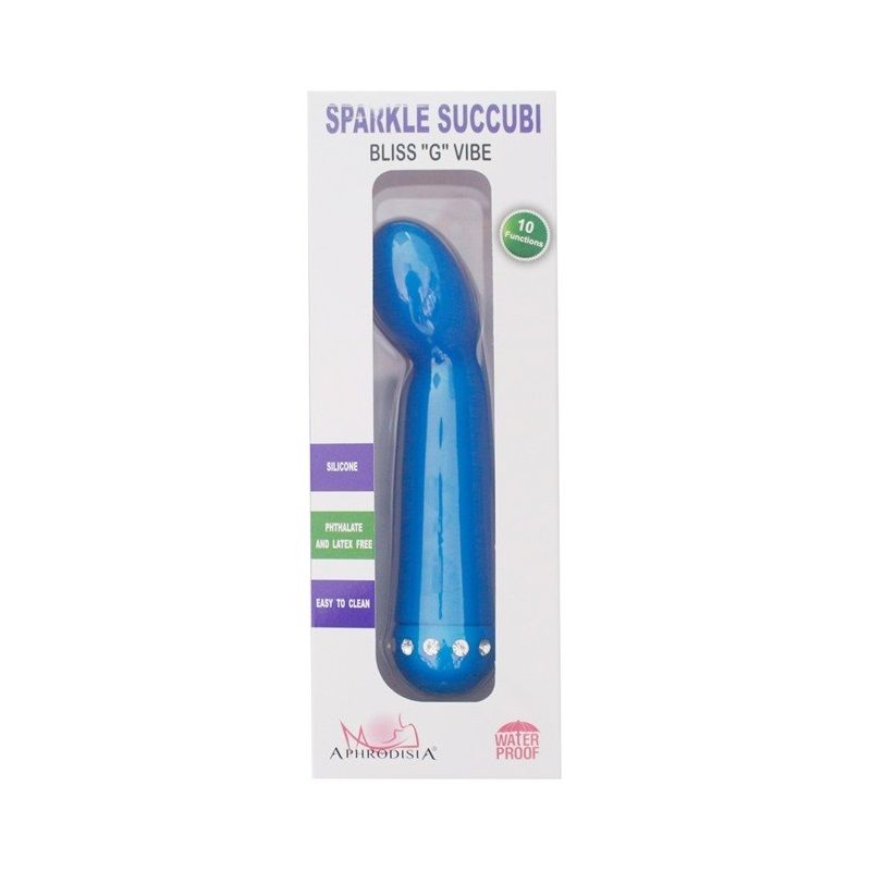 Vibrator Material: Silicone+Crystal, Phthalate and Latex... Aphrodisia - Sparkle Succubi Bliss G Vibe - Blue photo-3
