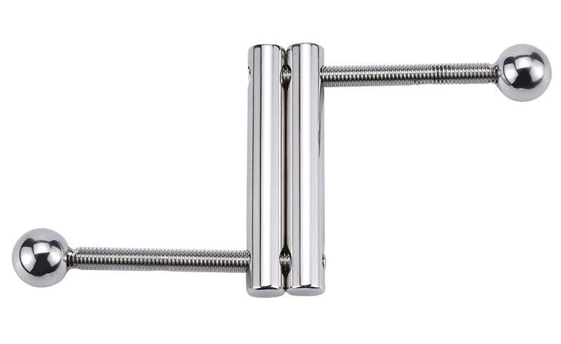 Stainless steel penis bondage lock cock MT - Square Ball Stretcher - Silver photo-2