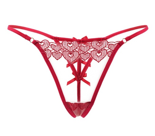 Ohyeah - Mesh Thong w Bow - Red - XL photo