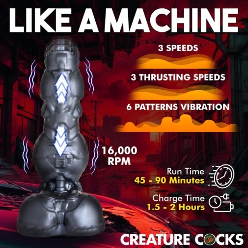 Creature Cocks - Cyborg Thrusting Vibro Dildo - Silver photo