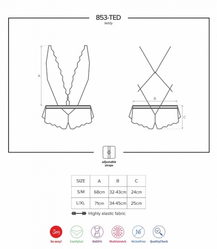 Obsessive - 853-TED-3 蕾丝连身衣 - 红色 - S/M 照片