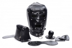 Master Series - Muzzled Universal BDSM Hood with Removable Muzzle - Black photo