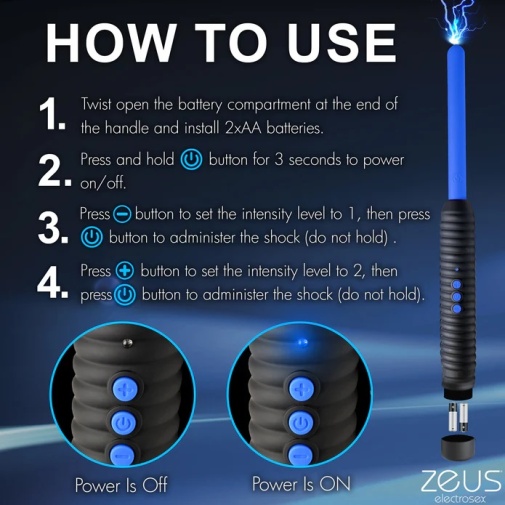 Zeus Electrosex - Shock Rod E-Stim Wand - Blue 照片