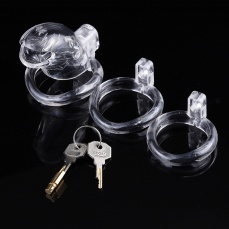 MT - Plastic Chastity Cage w Magic Lock - Clear photo