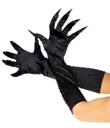 Leg Avenue - Rhinestone Claw Gloves - Black 照片