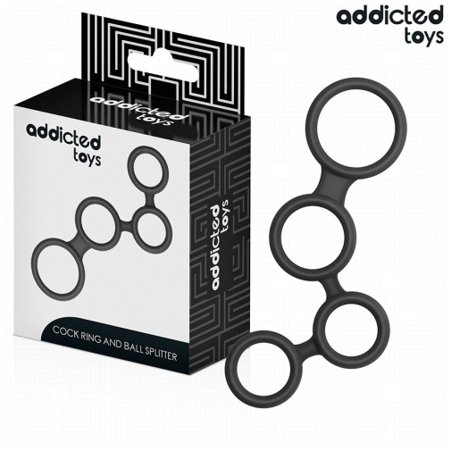 Addicted Toys - 四环箍睾阴茎环 - 黑色 照片