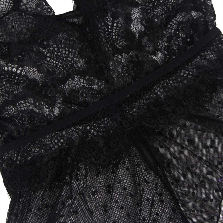 Ohyeah - Lace Floral Sheer Teddy - Black - 3XL photo