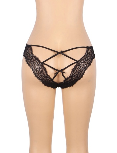 Ohyeah - Floral Lace Panty - Black - 5XL photo