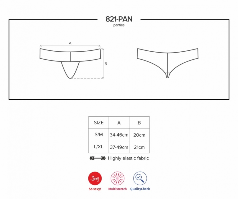 Obsessive - 821-PAN-1 內褲 - 黑色 - S/M 照片-9