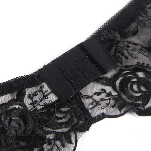 Ohyeah - Floral Garter Bra Set - Black - M photo