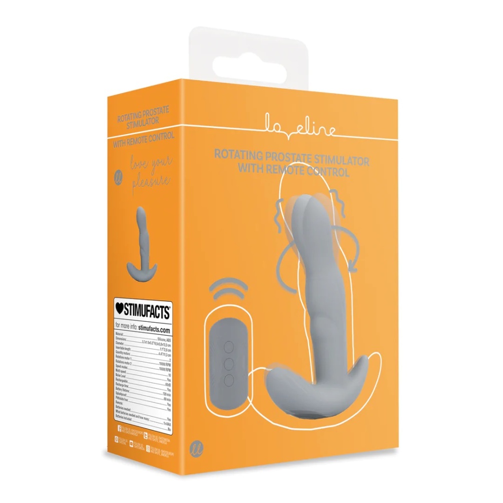This rotation prostate stimulator with remote control is des... Loveline - Rotating Prostate Stimulator - Gotham Grey photo-8