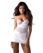 Obsessive - Alissium Chemise & Thong - White - XL/2XL photo