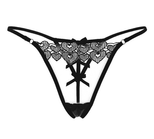 Ohyeah - Mesh Thong w Bow - Black - L 照片