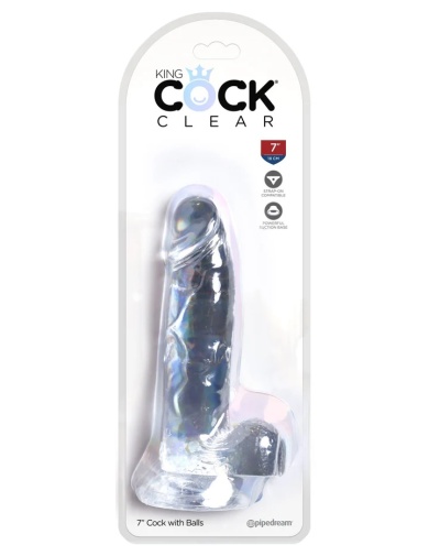 King Cock - 7" Cock w Balls - Clear photo