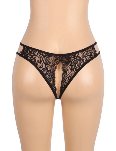 Ohyeah - Crotchless Lace Panty - Black - XL 照片