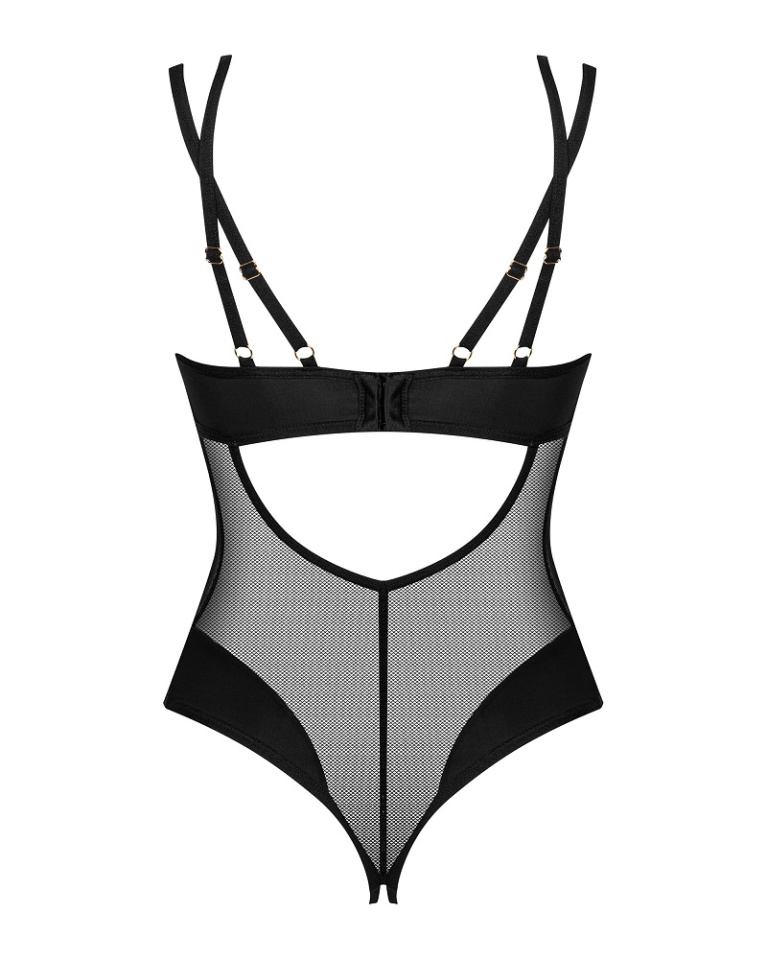 Obsessive - Nesari 半罩杯连身开裆内衣 - 黑色 - 加细码/细码 照片