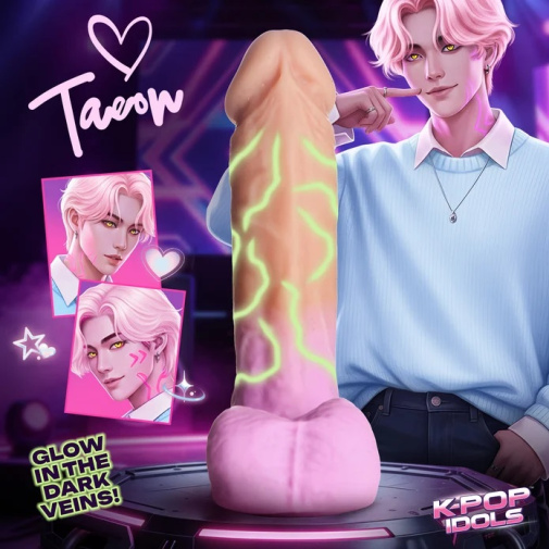 K-Pop Idols - Taeon 拟真连睾丸假阳具 - 粉红色 照片