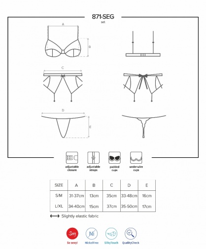 Obsessive - 871-SEG-2 3 pcs Set - White - L/XL photo