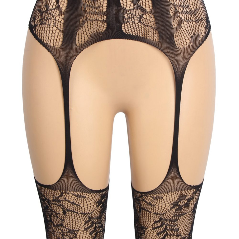 Ohyeah - Sexy Jacquard Bodystocking - Black photo