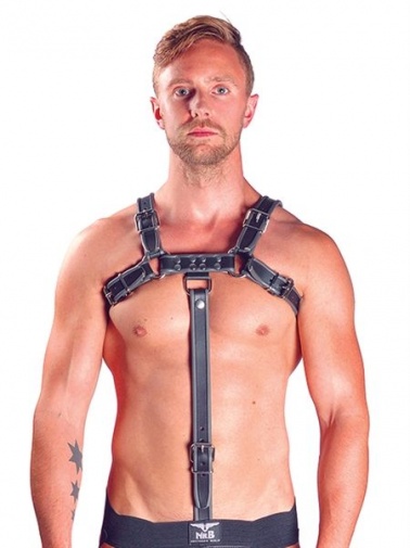Mister B - Leather Chest Harness Extension Strap - Grey photo
