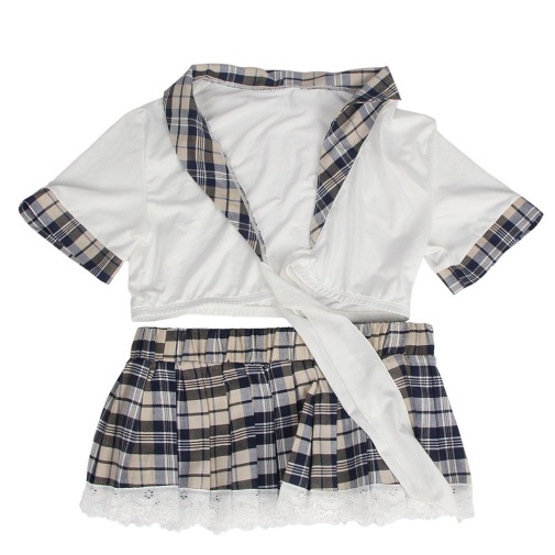 Ohyeah - Student Pleated Skirt Costume - White - M photo