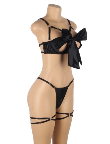 Ohyeah - Bow Sexy Bra Set - Black - XL photo