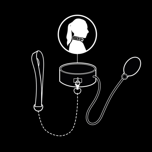 Fetish Submissive - Inflatable Collar w Chain - Black photo