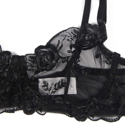 Ohyeah - Floral Garter Bra Set - Black - 3XL photo