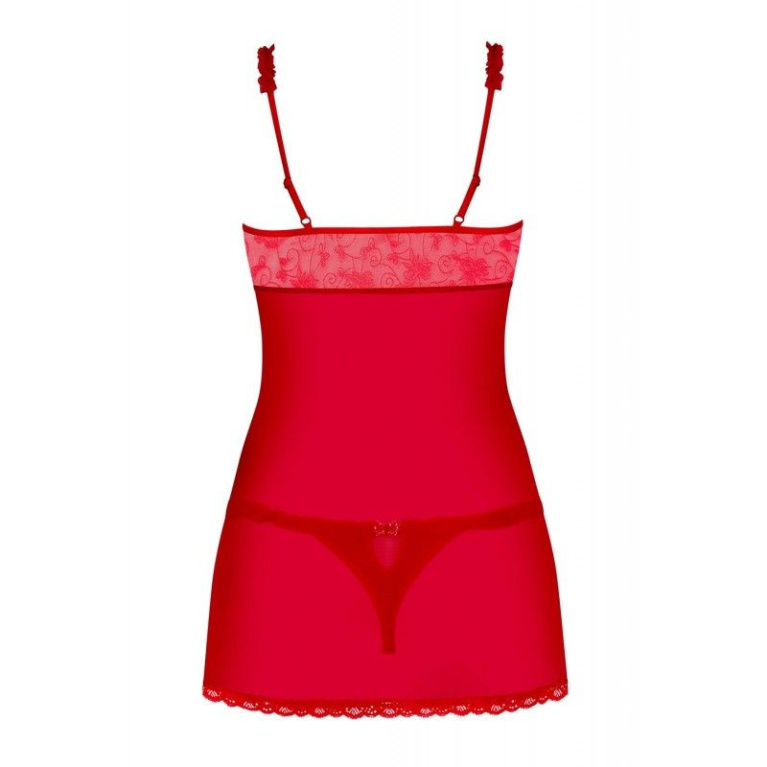 Obsessive - Romansia Babydoll & Thong - Red - L/XL photo