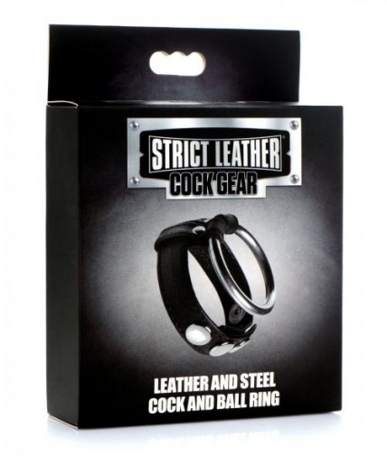 Strict - Leather Steel Cock Ball Ring - Black photo