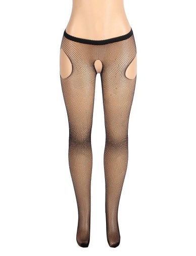 Ohyeah - Rhinestone Pantyhose - Black - S photo