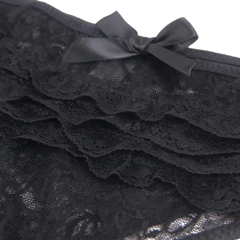 Ohyeah - Lace Crotchless Panty - Black - L photo